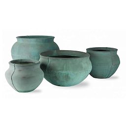 Bell Jar Fiberglass Round Beaten Copper Planter Pot In/Out