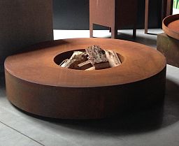 Round Corten Steel Fire Garden Table