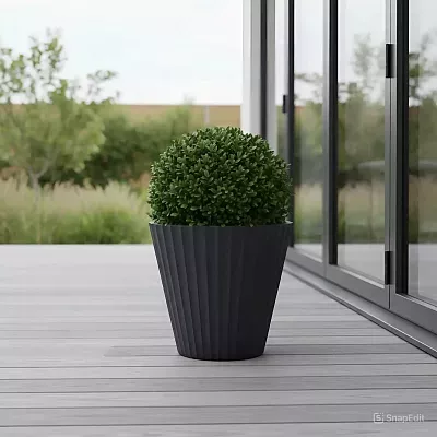 IDEALIST Lite Vintage Ribbed Round Vase Outdoor Planter