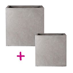 IDEALIST Lite Square Box Contemporary Light Concrete Planter Set