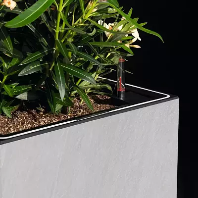 LECHUZA CANTO Slatestone Low Square Poly Resin Self-watering Planter