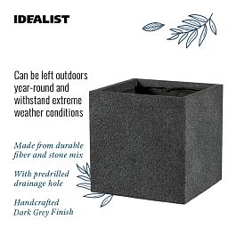 IDEALIST Lite Square Textured Concrete Effect Outdoor Planter