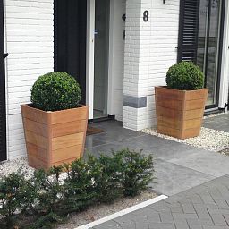Hardwood Sevilla Tapered Square Tall Wood Outdoor Planter
