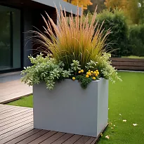 IDEALIST Lite Contemporary Trough Garden Planter, Grey Light Concrete ...