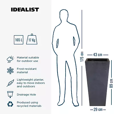 IDEALIST Lite Tall Tapered Contemporary Light Concrete Planter