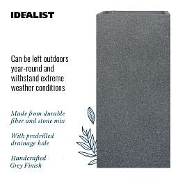 IDEALIST Lite Textured Concrete Effect Tall Square Outdoor Planter
