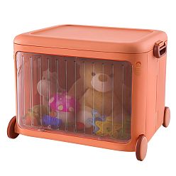 Froppi Stackable Plastic Kids Toy Storage Box with Lid, Transparent Door and Wheels
