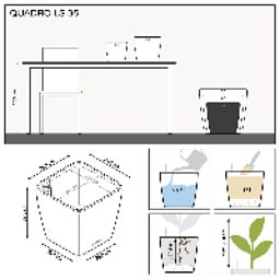LECHUZA Quadro LS Square Poly Resin Self-watering Planter Set