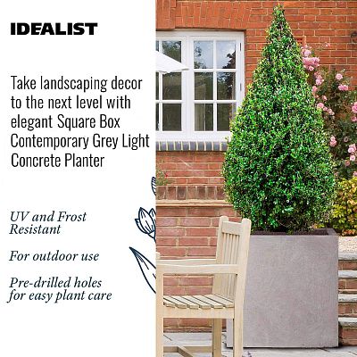 IDEALIST Lite Square Box Contemporary Light Concrete Planter