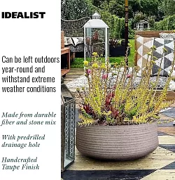 IDEALIST Lite Large Ribbed Light Concrete Bowl Planter