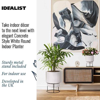 Set of two IDEALIST Lite Smooth Style Round Indoor Planters on Metal Stand