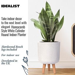 IDEALIST Lite Honeycomb Style Cylinder Planter on Legs, Round Pot Plant Stand Indoor