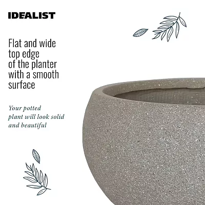 IDEALIST Lite Textured Concrete Effect Bowl Outdoor Planter