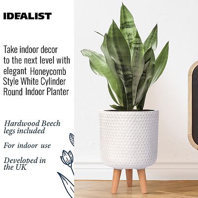 IDEALIST Lite Honeycomb Style Cylinder Planter on Legs, Round Pot Plant Stand Indoor