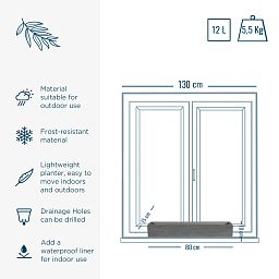 WINDOW BOX Fiberstone Slim Low Planter by Idealist Premium Balcony