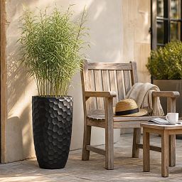 Set of 2 IDEALIST Lite Mosaic Style Black Tall Round Vase Planters Outdoor Plant Pots