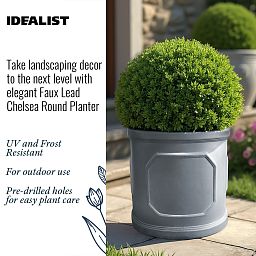IDEALIST Chelsea Light Concrete Cylinder Garden Planter