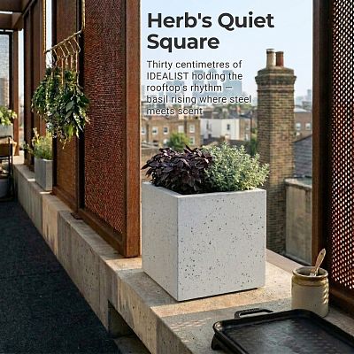 IDEALIST Lite Square Box Contemporary Marble Light Concrete Planter