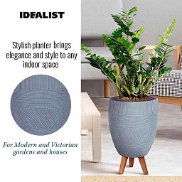 IDEALIST Lite Striped Egg Planter on Legs, Round Pot Plant Stand Indoor