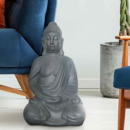 IDEALIST Lite Sitting in Meditation Buddha Grey Indoor and Outdoor Statue L35.5 W26.5 H50.5 cm