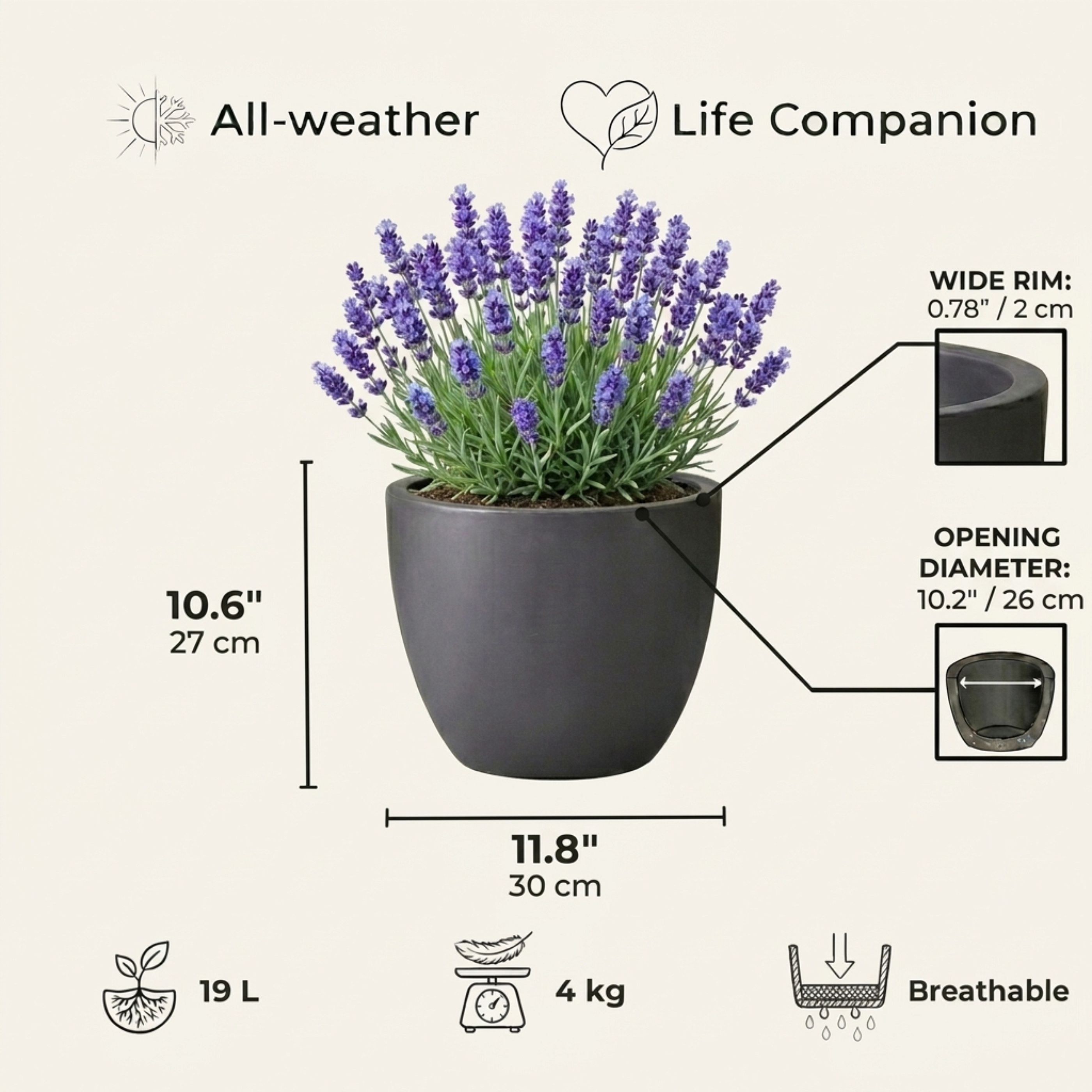 IDEALIST Lite Contemporary Light Concrete Egg Planter