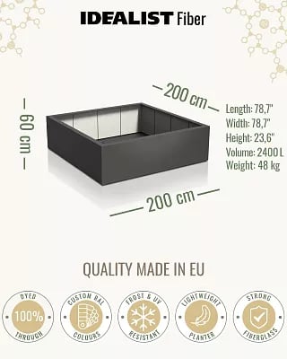 PURE Low Cube Outdoor Fiberglass Planter