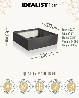 PURE Low Cube Outdoor Fiberglass Planter