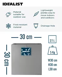 IDEALIST Lite Square Box Contemporary Light Concrete Planter