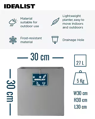 IDEALIST Lite Square Box Contemporary Light Concrete Planter