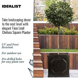 IDEALIST Lite Faux Lead Chelsea Box Square Light Concrete Planter