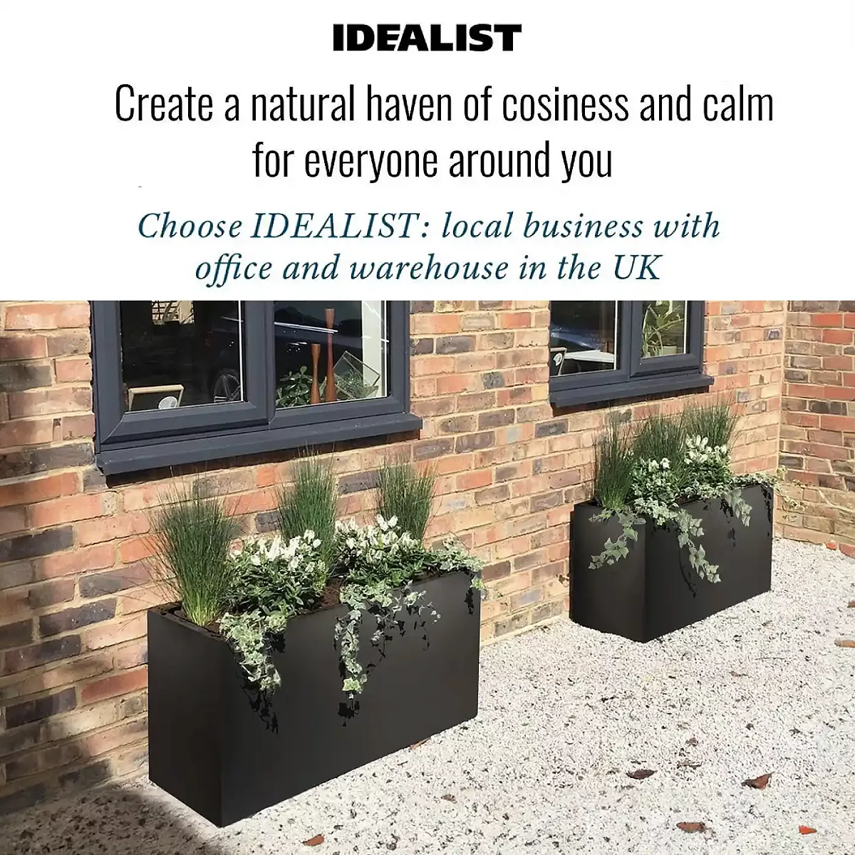 IDEALIST Lite Contemporary Light Concrete High Trough Planter