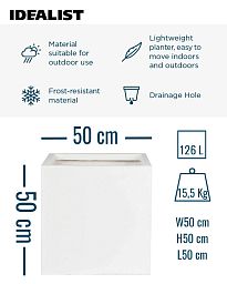 IDEALIST Lite Square Box Contemporary Light Concrete Planter