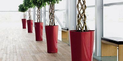 LECHUZA Delta Round Tall Poly Resin Self-watering Planter