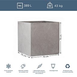 IDEALIST Lite Square Box Contemporary Light Concrete Planter