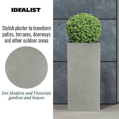 IDEALIST Lite Tall Square Contemporary Light Concrete Planter