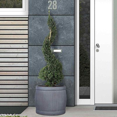 IDEALIST Lite Vertical Ribbed Vintage Style Barrel Round Planter