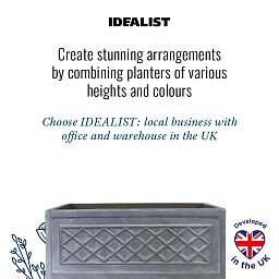 IDEALIST Lite Window Box Faux Lead Lattice Grey Light Stone Planter