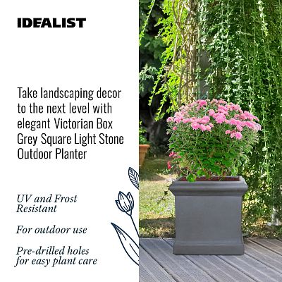 IDEALIST Lite Victorian Box Square Light Stone Outdoor Planter