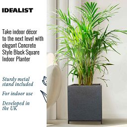 IDEALIST Lite Hammered Stone Style Square Indoor Planter on Metal Stand