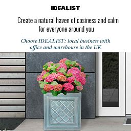 IDEALIST Lite Faux Lead Lattice Planter Light Concrete Square Box