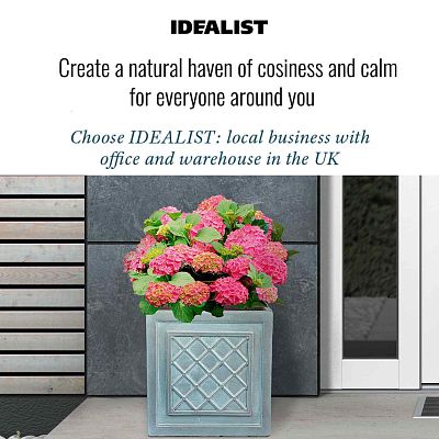 IDEALIST Lite Faux Lead Lattice Planter Light Concrete Square Box