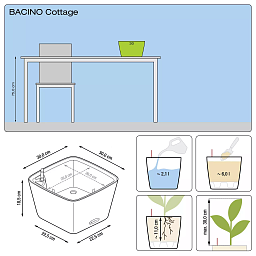 LECHUZA BACINO Cottage Square Poly Resin Self-watering Planter