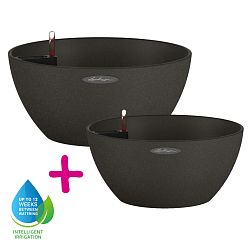 LECHUZA CUBETO COLOR Round Stone Look Poly Resin Self-watering Planter Set