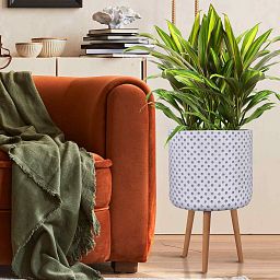 IDEALIST Lite Dotted Style Planter on Legs, Round Plant Pot Indoor