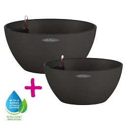 LECHUZA CUBETO COLOR Round Stone Look Poly Resin Self-watering Planter Set