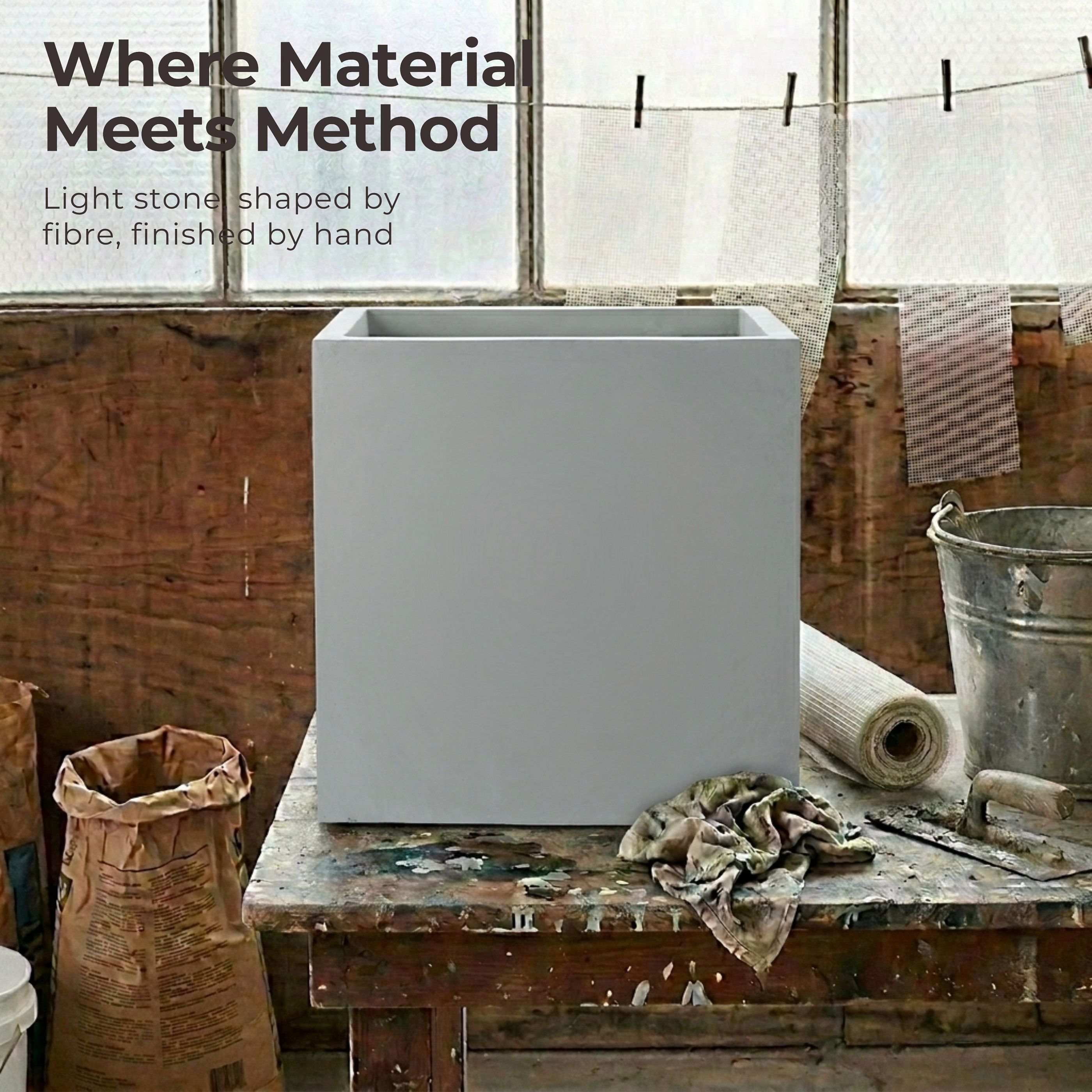 IDEALIST Lite Square Box Contemporary Light Concrete Planter
