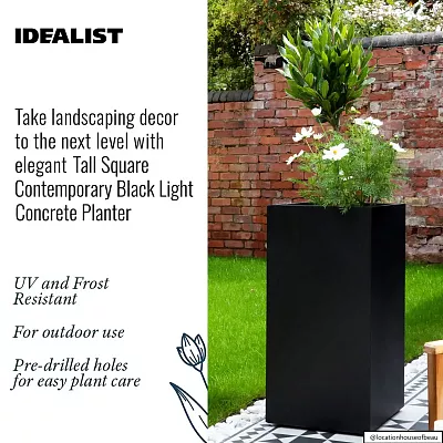 IDEALIST Lite Tall Square Contemporary Light Concrete Planter