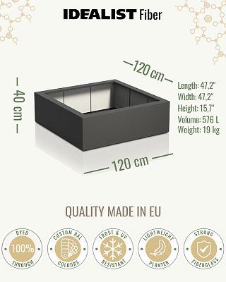 PURE Low Cube Outdoor Fiberglass Planter