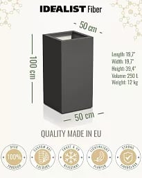 PURE High Cube Outdoor Fiberglass Planter