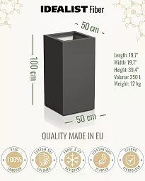 PURE High Cube Outdoor Fiberglass Planter